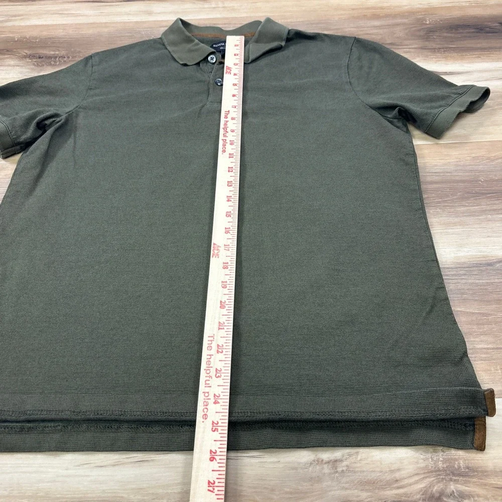 Banana Republic Dress Polo Mens Large Minimalist 100% Cotton Pique Olive Green